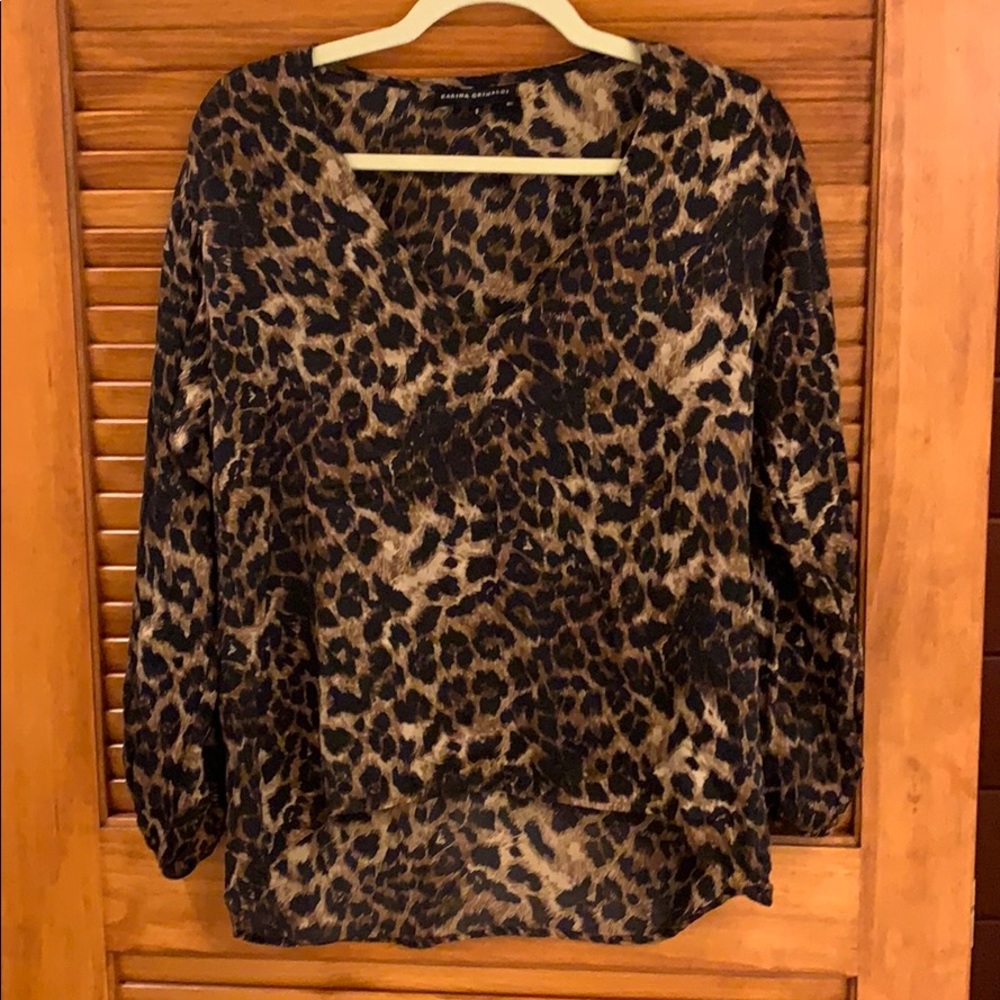 Karins Grimaldi Silk Leopard blouse size S